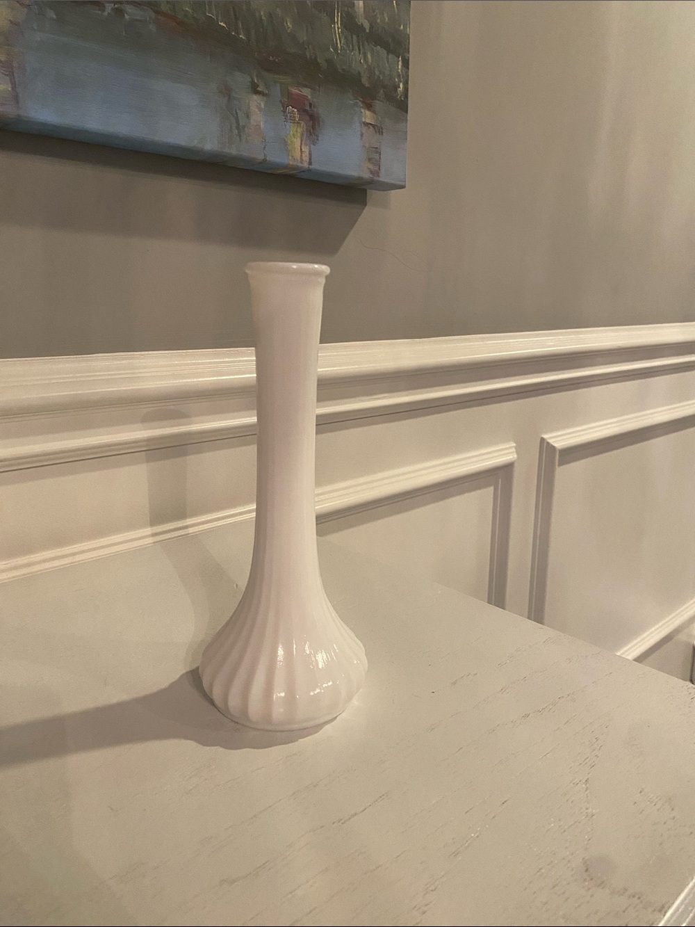 Vintage  Hoosier Glass milk glass vase